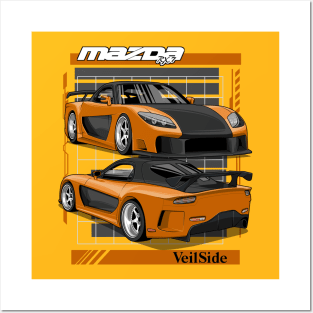 Mazda Veilside Orange and Black Tone Posters and Art
